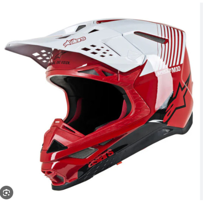 Шолом Alpinestars Supertech S-M10 Dyno — Червоний/Білий (Глянець) Розмір XL