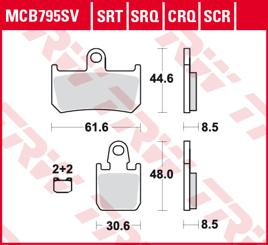 Шліфовані передні гальмівні колодки серії SRT