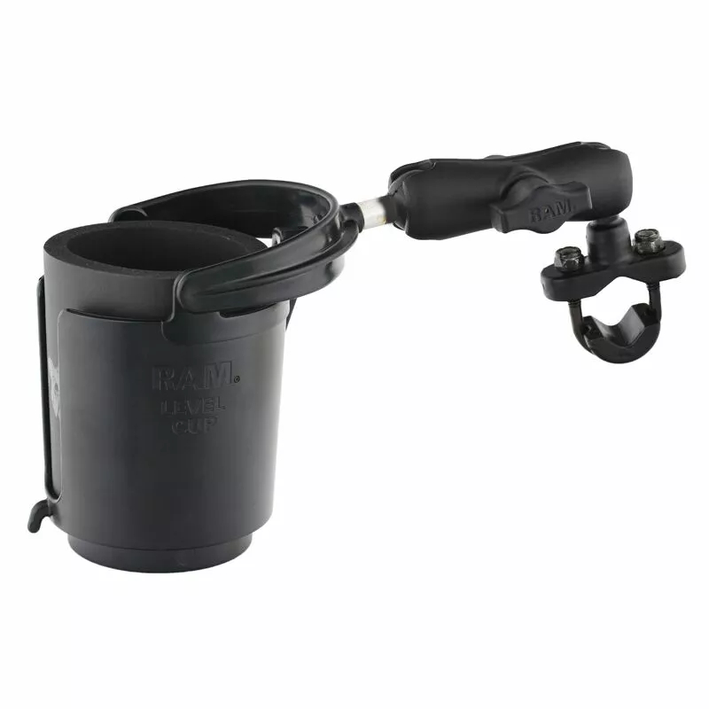 Кріплення RAM® Handlebar Rail Mount з основою U-подібного болта, тримачем для напоїв Level Cup™ і Koozie